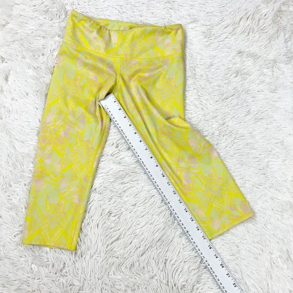 Alo Yoga Airbrush Capri Leggings Yellow Zest Indio Geometric Size XS‎